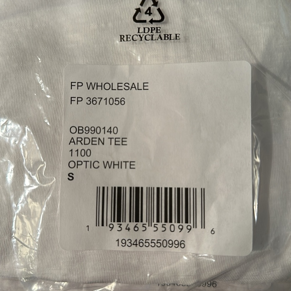 Free People We The Free Arden Tee Long Sleeve in Optic White New with Tags Small - Picture 7 of 14